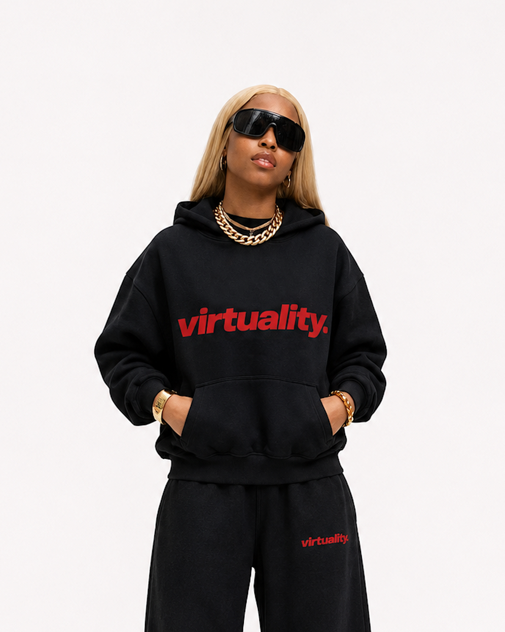 BLACK & RED HEAVYDUTY HOODIE