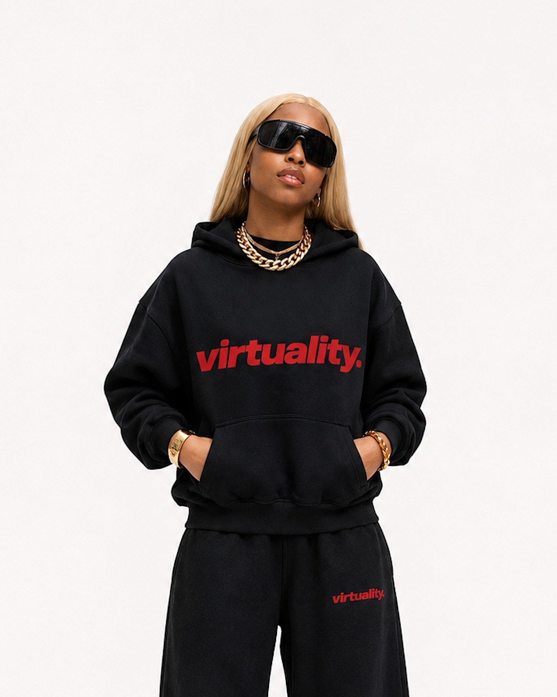 BLACK & RED HEAVYDUTY HOODIE